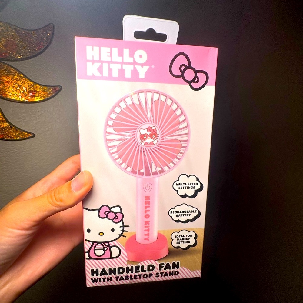 Hello Kitty Pink Portable Fan with Stand